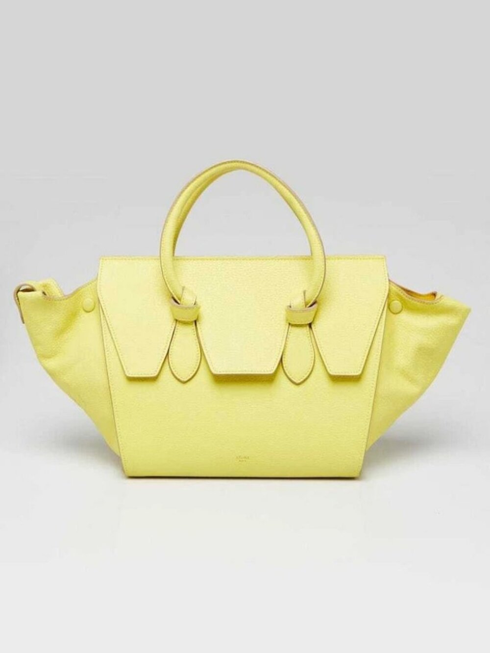 Celine Yellow Grained Leather Mini Tie Tote Bag